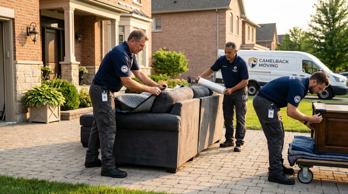 Large estate moving crew wrapping furniture in Lexington, MI
