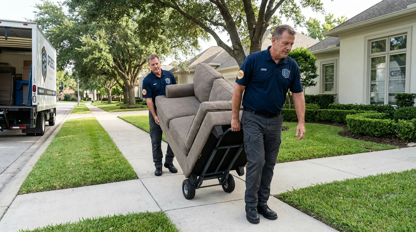 Local residential moving crew loading furniture in Lexington, MI